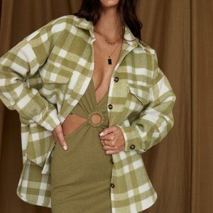 12th Tribe Green Plaid Shacket